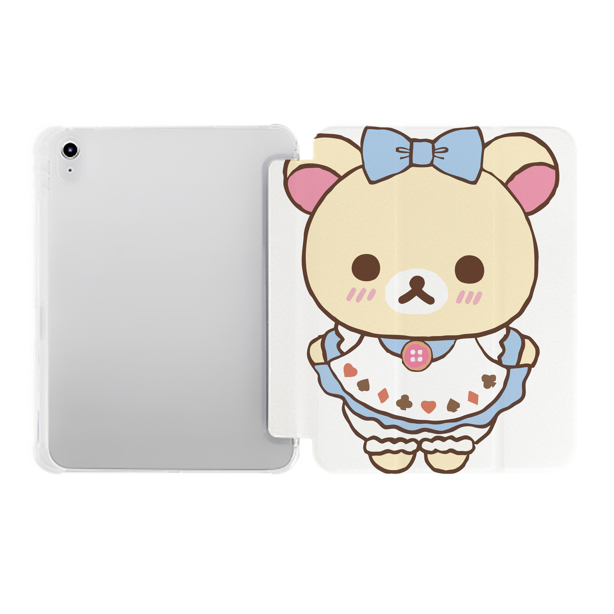 （画像用） リラックマ リラックマ キイロイトリ Rilakkuma Korilakkuma Kiiroitori IPad ケース ペン収納付き 三つ折りスタンド PUレザー×シリコン 対応機種9.5/10.5/10.9インチ